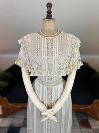 Antikes edwardianisches Teekleid aus Leinen, ca. 1906
