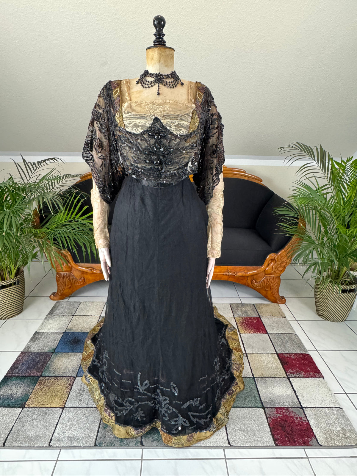 Antikes edwardianisches Abendkleid ca. 1906 – Seide, Spitze, Tüll & Brokat aus England