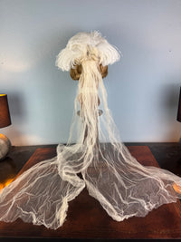 Victorian ostrich feather court headpiece, ca. 1890, debutante hair ornament.