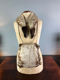 Antique goose feather collar and muff, ca. 1890, rare Victorian child accessory