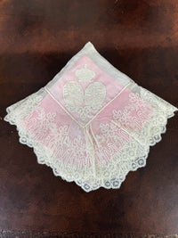 Royal antique lace handkerchief ca.1861 – Austria‑Tuscany and Bourbon‑Sicily coats of arms in fine lace