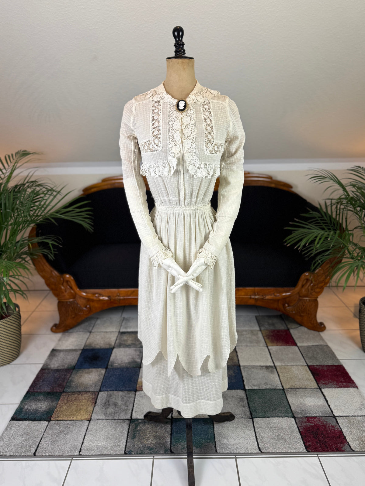 Antikes Crêpe-Baumwollkleid, ca. 1914