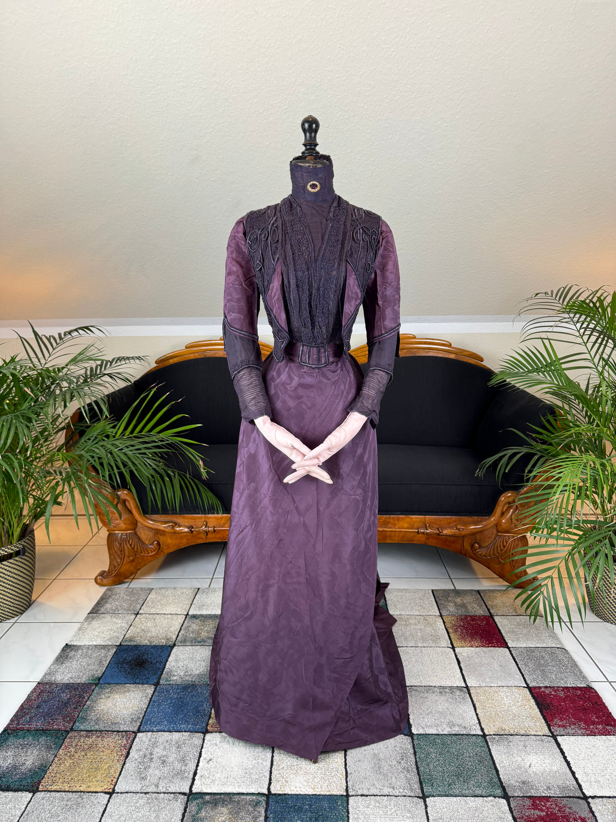 Rare 1911 Edwardian Half‑Mourning Dress by Kate Riley