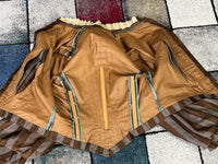 Antikes viktorianisches gestreiftes Tageskleider-Ensemble aus Seide, ca. 1891