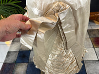 Antique Wedding Dress 1882 – Cream Satin Silk with Pleated Trims, Lace & Faux Pearls, Kate Rimer Provenance