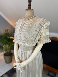 Antikes edwardianisches Teekleid aus Leinen, ca. 1906
