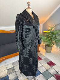 Antique Edwardian ca. 1904 Long Black Faux Beaver‑Fur Coat – Victor Tailoring Co., Chicago