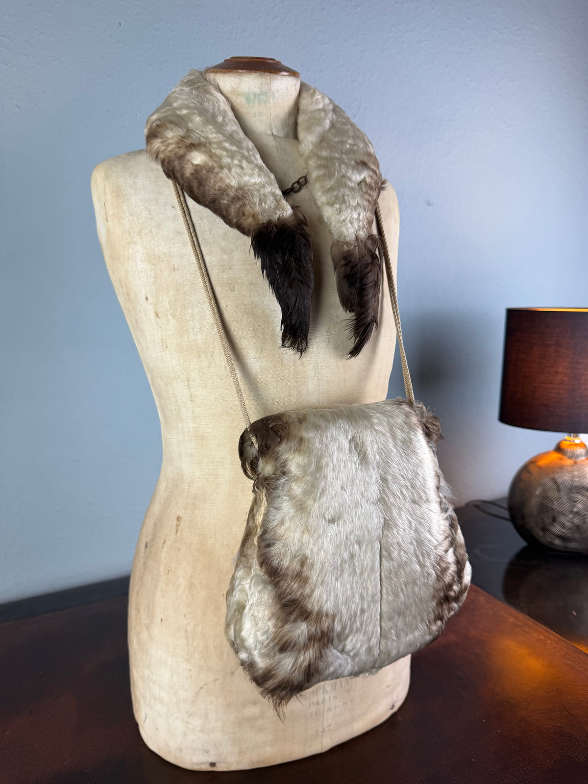 Antique goose feather collar and muff, ca. 1890, rare Victorian child accessory