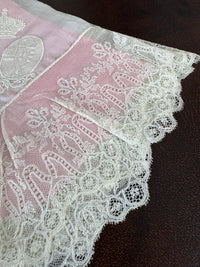 Royal antique lace handkerchief ca.1861 – Austria‑Tuscany and Bourbon‑Sicily coats of arms in fine lace