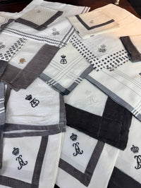 Royal antique mourning handkerchief collection c.1900 – 19 lace handkerchiefs with Württemberg monograms