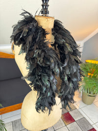 Antique black rooster feather boa, England ca. 1928, rare 1920s accessory