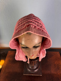 Antique pink cotton sunbonnet, late Victorian era, good condition