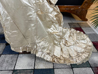 Antique Wedding Dress 1882 – Cream Satin Silk with Pleated Trims, Lace & Faux Pearls, Kate Rimer Provenance