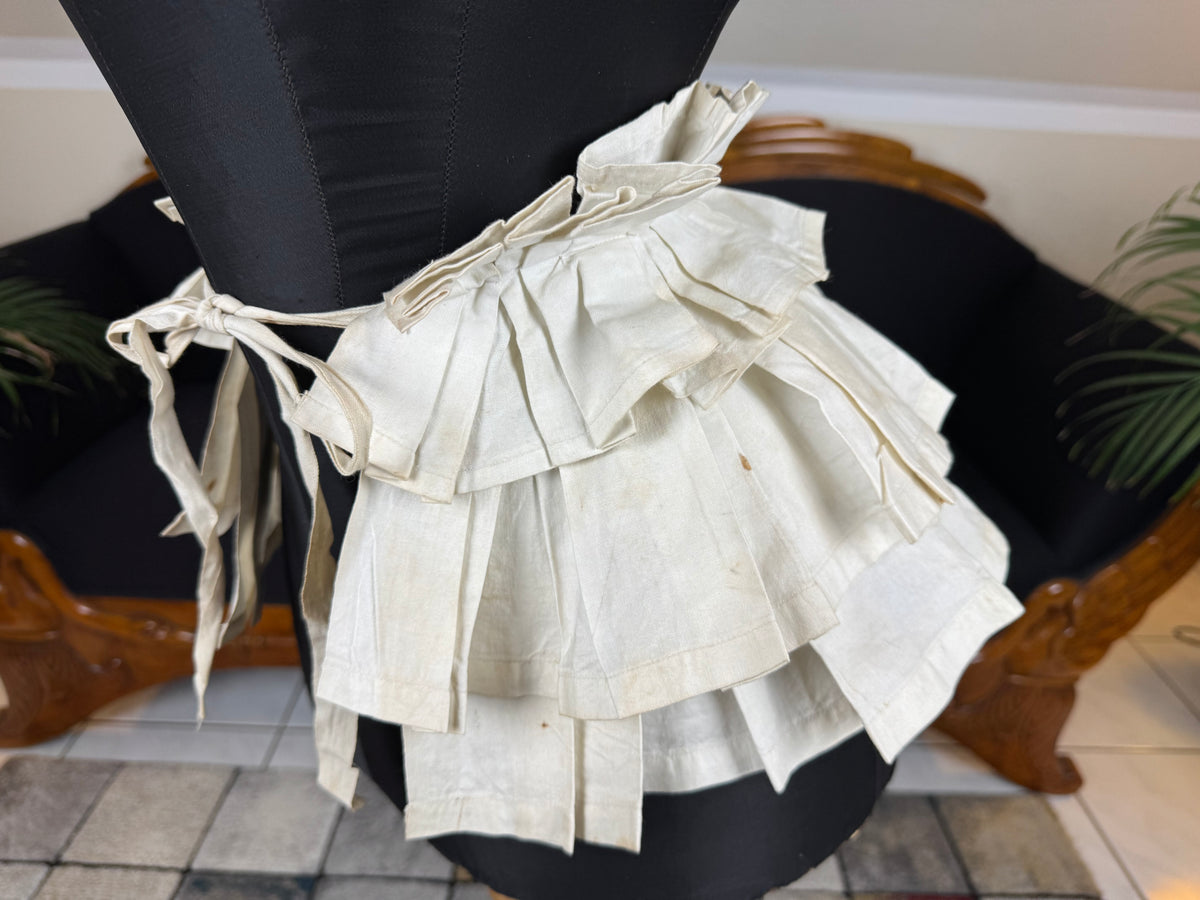 White Linen Four‑Tier Bustle Pad, ca. 1898 – Rare Victorian Dress Support