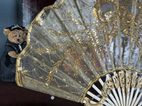 Abendfächer aus Goldspitze und Pailletten, ca. 1880 – Antiker viktorianischer Handfächer