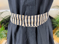 Antique 1910 bathing suit with striped cotton fabric and buttoned shorts