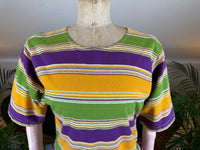 1926 striped cotton knit bathing suit set, top and shorts