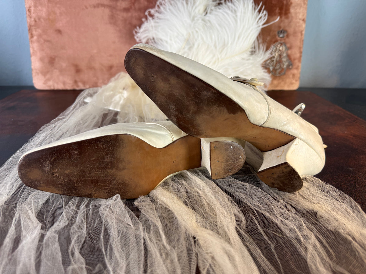 Antike Abendschuhe aus Ziegenleder, England, ca. 1907