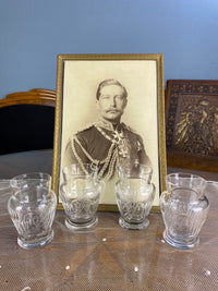 Vier kleine Wassergläser, Kaiser Wilhelm II., um 1900