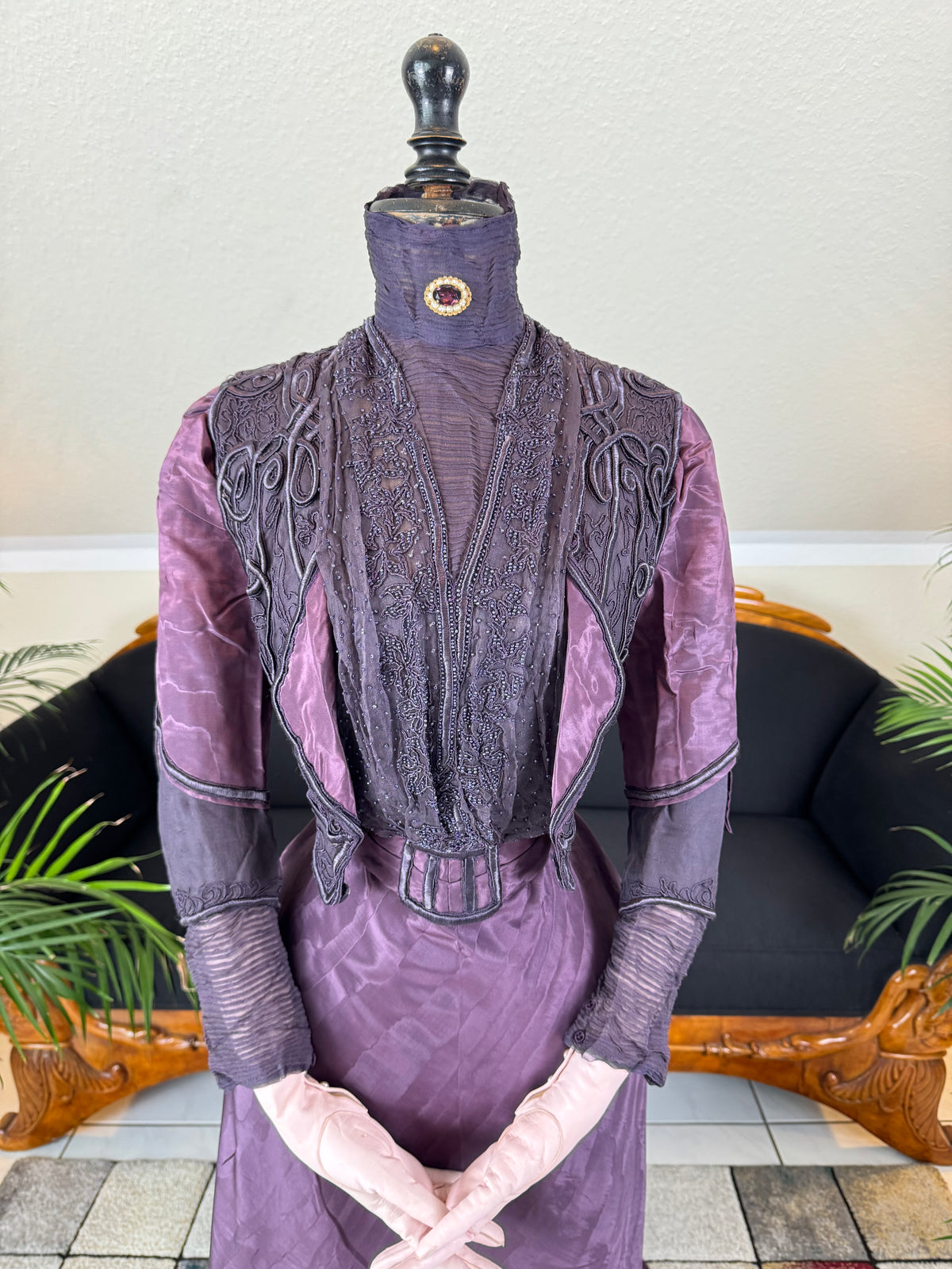 Rare 1911 Edwardian Half‑Mourning Dress by Kate Riley