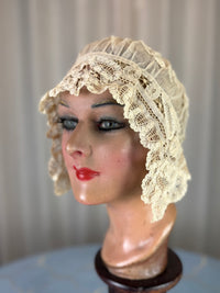 Antike Hochzeitshaube aus Spitze, 1920er