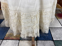 Antique Edwardian petticoat from Lady Gillman wedding trousseau circa 1911 with whitework embroidery, lace inserts and layered skirt construction