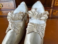 Antique 1882 silk wedding shoes with double bows by Julien Mayer Paris and Kate Rimer provenance