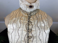 Cream Silk Embroidered Waistcoat, England ca. 1770 – Long‑Line Georgian Men’s Fashion