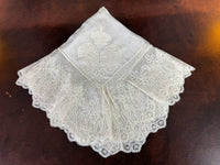 Royal antique lace handkerchief ca.1861 – Austria‑Tuscany and Bourbon‑Sicily coats of arms in fine lace
