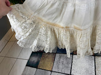 Antique Edwardian petticoat from Lady Gillman wedding trousseau circa 1911 with whitework embroidery, lace inserts and layered skirt construction