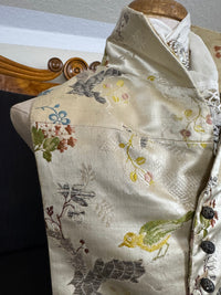 Antique Rococo boy's waistcoat front from France circa 1760 with original silver buttons, linen backing and rare eighteenth-century construction