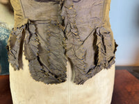 Rare Rococo bodice, 18th‑century bodice in French Rococo clothing, hand‑sewn bodice of brown silk, antique silk bodice