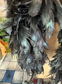 Antique black rooster feather boa, England ca. 1928, rare 1920s accessory