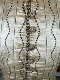 Cream Silk Embroidered Waistcoat, England ca. 1770 – Long‑Line Georgian Men’s Fashion