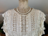 Antikes edwardianisches Teekleid aus Leinen, ca. 1906