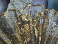 Abendfächer aus Goldspitze und Pailletten, ca. 1880 – Antiker viktorianischer Handfächer