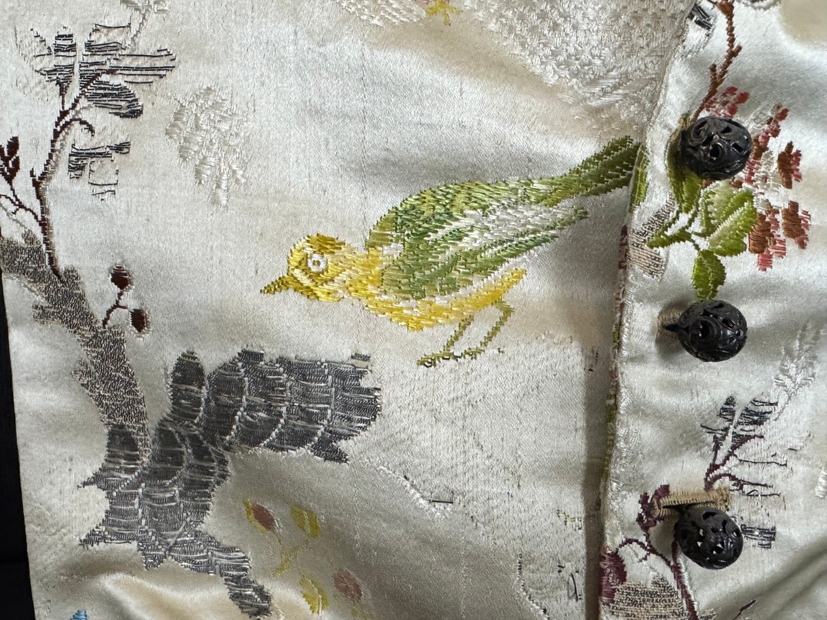 Antique Rococo boy's waistcoat front from France circa 1760 with original silver buttons, linen backing and rare eighteenth-century construction