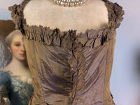 Rare Rococo bodice, 18th‑century bodice in French Rococo clothing, hand‑sewn bodice of brown silk, antique silk bodice