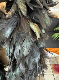 Black rooster feather boa, 1928 vintage feather accessory, rare example