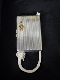 Silver cigarette case of Crown Prince Wilhelm of Prussia with crowned monogram, presentation pin and original caricature in bespoke casket.