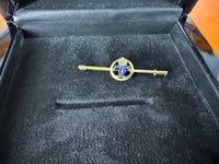 Gold tie pin with crowned blue enamel monogram of Crown Princess Cecilie of Prussia, Imperial German court jewellery.
