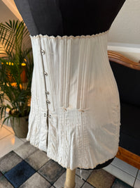 Antique FITU Figureform corset, 1910s England, light colour, front‑hooked and back‑laced