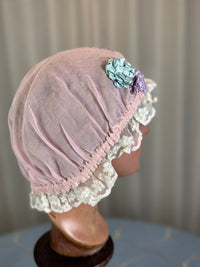 Antike violette Boudoir-Mütze, 1920er
