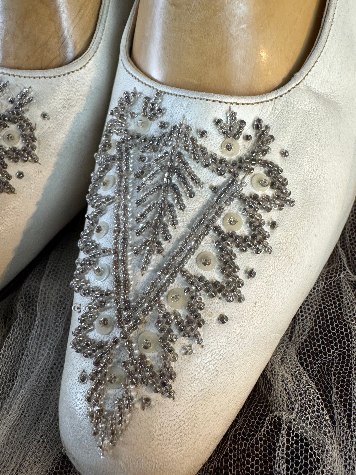 Antike Abendschuhe aus Ziegenleder, England, ca. 1907