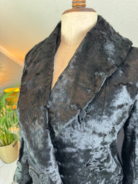 Edwardian ca. 1904 Langer schwarzer Mantel aus künstlichem Biberfell – Victor Tailoring Co., Chicago