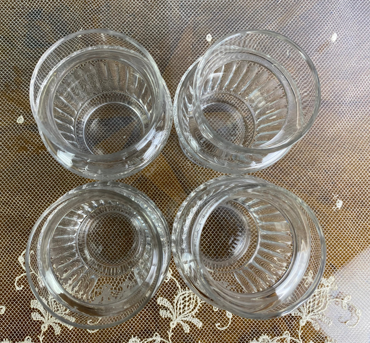 Vier kleine Wassergläser, Kaiser Wilhelm II., um 1900