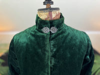 Seltene viktorianische Reitjacke, ca. 1878 – Grüner Samt, gestepptes Seidenfutter, historische Reitsportmode