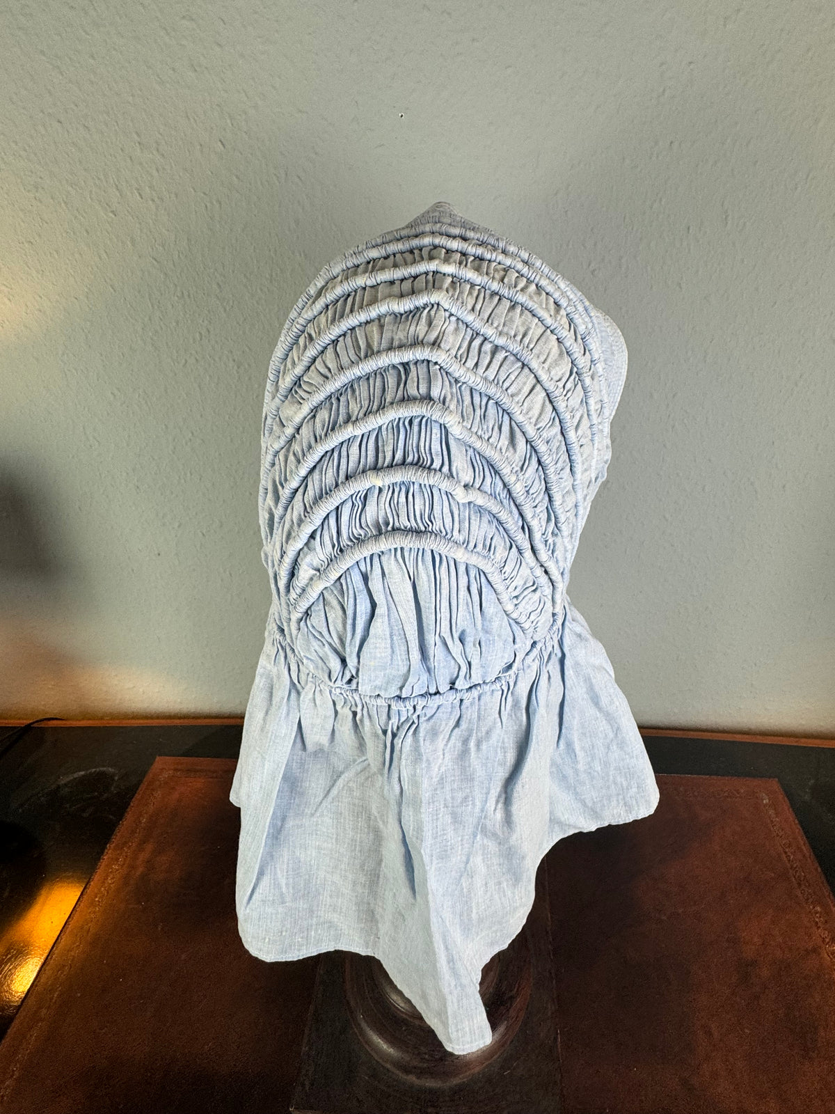Antique cotton bonnet, late Victorian era, small quilted front shield