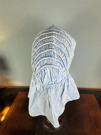 Antique cotton bonnet, late Victorian era, small quilted front shield