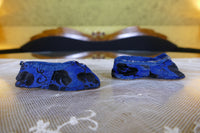 Antike Babyschuhe mit blauem Stoff, ca. 1880